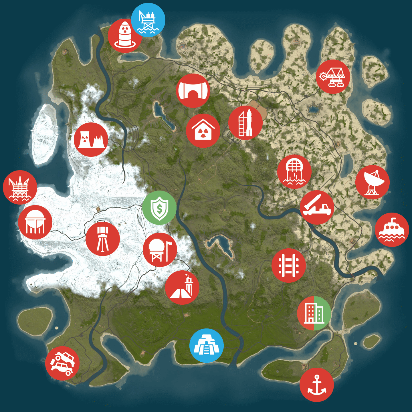 Current EPIC PvE map, seed 1557144891, size 4750